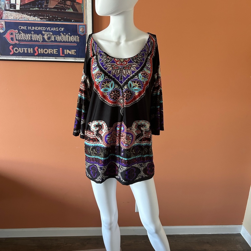 Bailey Blue Black/Multi Patterned Silky Tunic/Min… - image 1